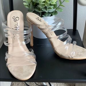 Clear strappy heels